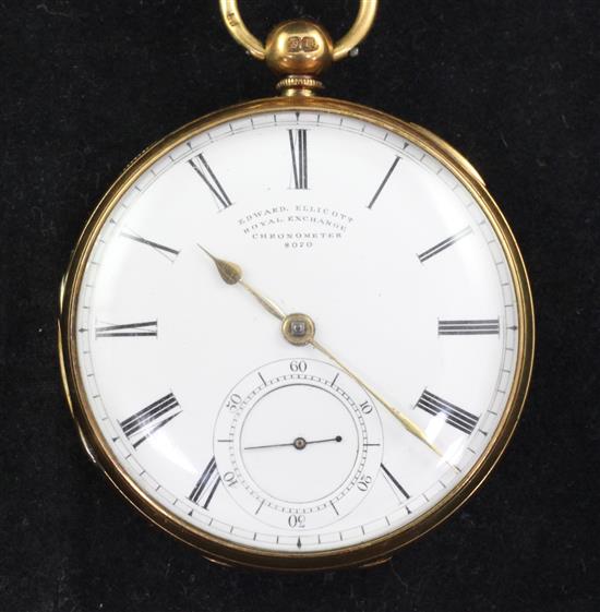 An early Victorian 18ct gold keywind pocket watch by Edward Ellicott, Royal Exchange, London,